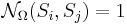 \mathcal{N}_{\Omega}(S_i, S_j) = 1