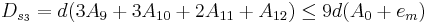 D_{s_3} = d(3A_9+3A_{10}+2A_{11}+A_{12}) \leq 9d(A_0+e_m)