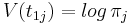 V(t_{1j}) = log\,\pi_j