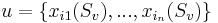 u = \{x_{i1}(S_v),..., x_{i_n}(S_v)\}