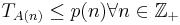 T_{A(n)} \le p(n) \forall n \isin \mathbb{Z}_+